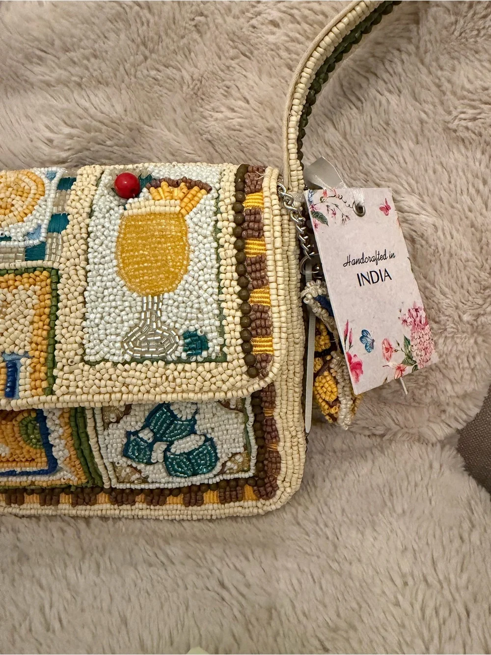 Viral TJ Maxx Beaded Bag - Tropical Cocktail Theme With Beaded Cocktail Charm
